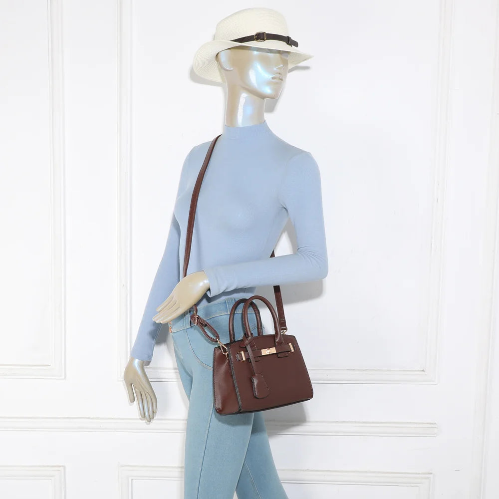 Sac à main femme La Giulia café porté, à la main ou en bandoulière croisée – réf. KJ-62045