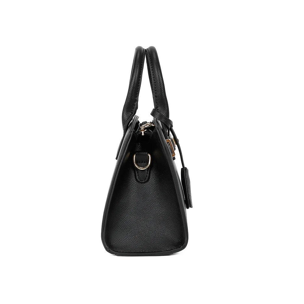 Profil du sac La Giulia noir : format compact de 9 cm de profondeur, bien structuré – réf. KJ-62045