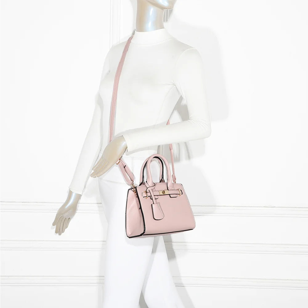 Sac à main femme La Giulia rose porté, à la main ou en bandoulière croisée – réf. KJ-62045