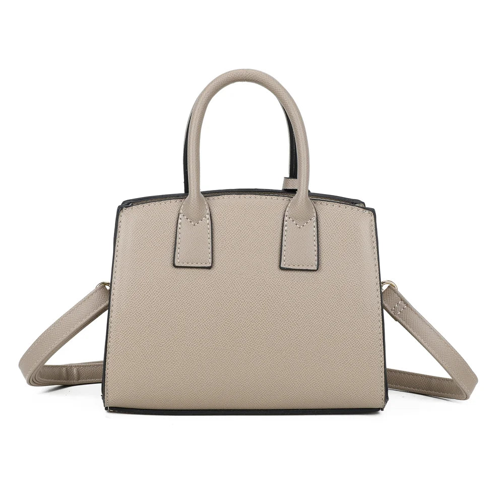 Dos du sac La Giulia taupe, ligne épurée et deux anses courtes assorties – réf. KJ-62045