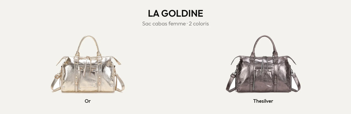 Sac cabas femme La Goldine métallisé en coloris Or et THESILVER – Gallantry Paris – réf. DQ-1979-7A