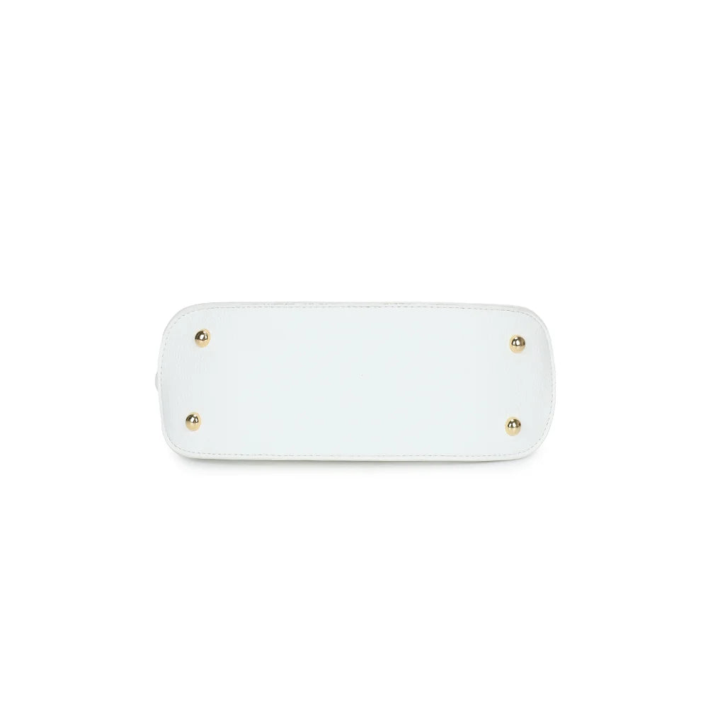 Dessous du sac La Isée blanc : base arrondie soulignée d’un rebord – réf. R-2063