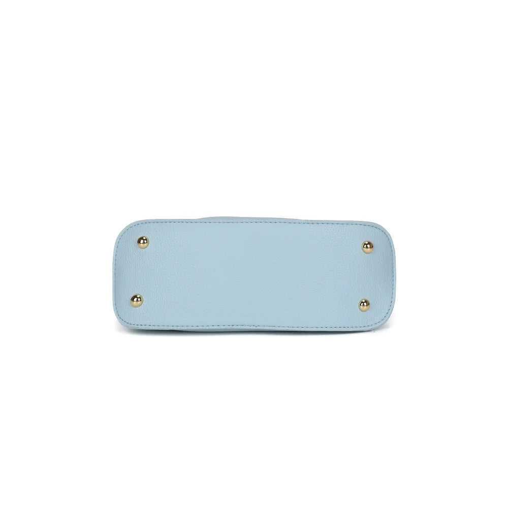 Dessous du sac La Isée bleu clair : base arrondie soulignée d’un rebord – réf. R-2063