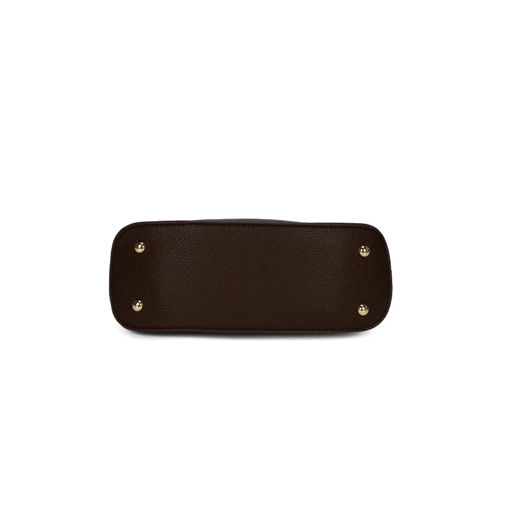 Dessous du sac La Isée café : base arrondie soulignée d’un rebord – réf. R-2063