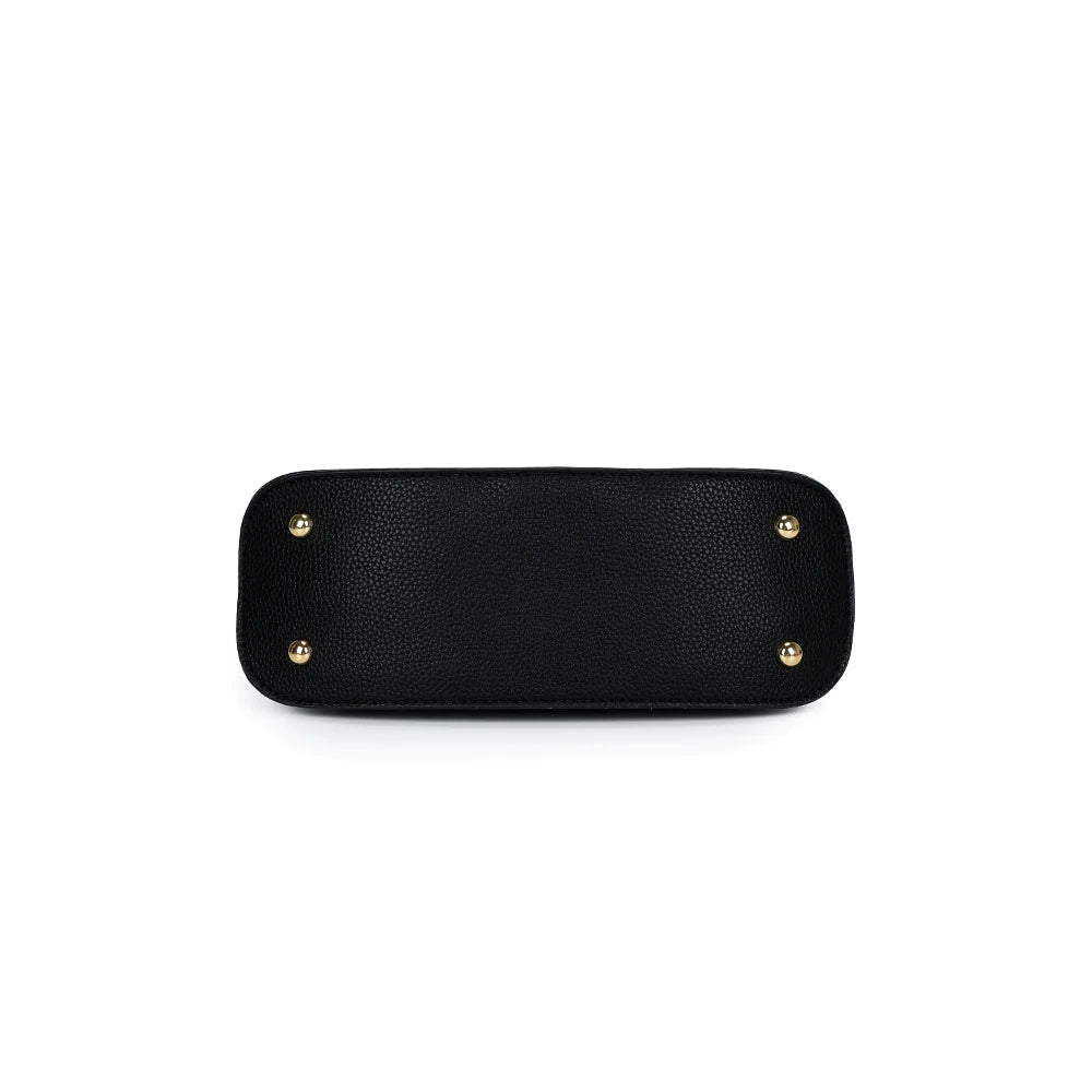 Dessous du sac La Isée noir : base arrondie soulignée d’un rebord – réf. R-2063