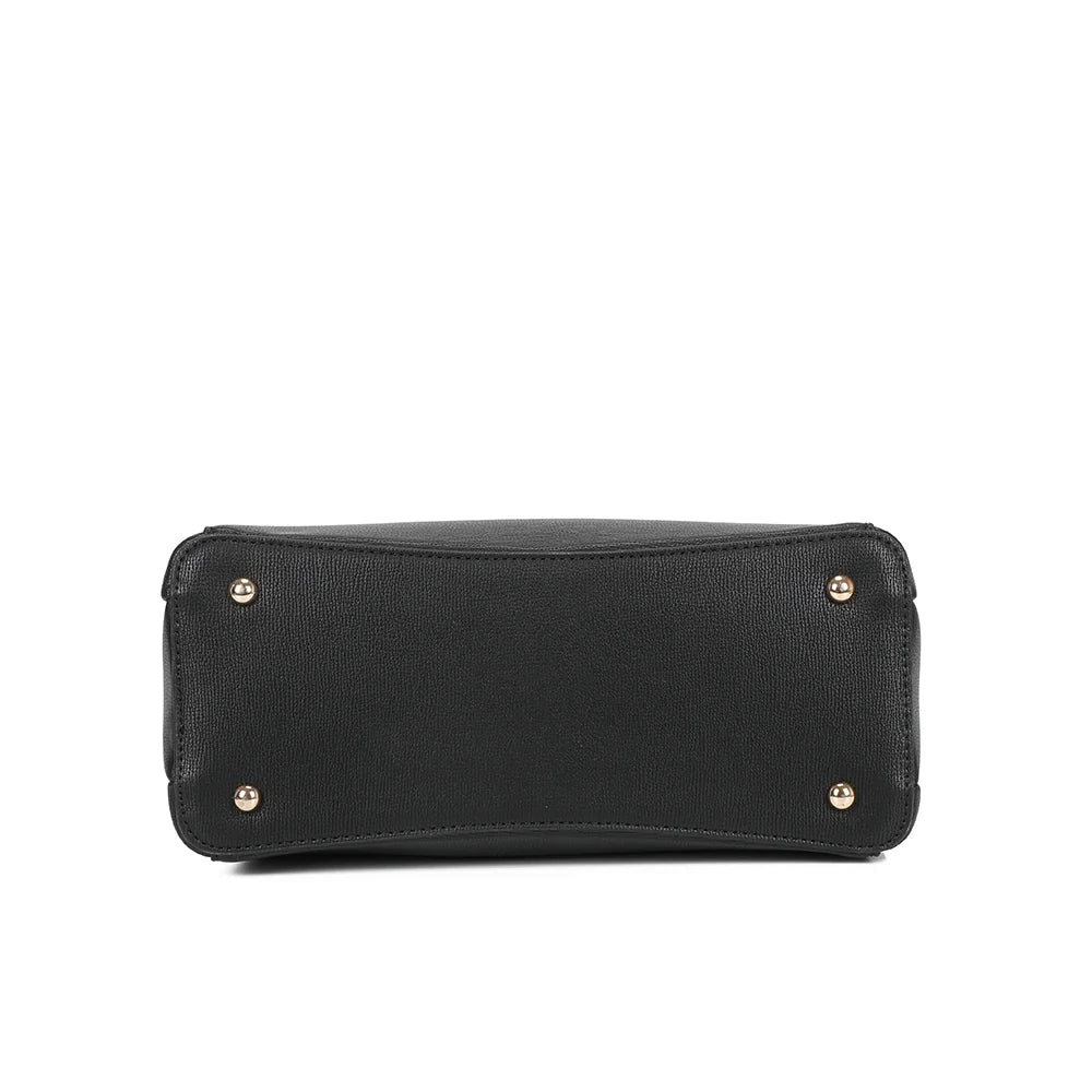 Dessous de La Ismérie noir : base plate et structurée qui garde le sac bien droit – réf. DQ-8634-1