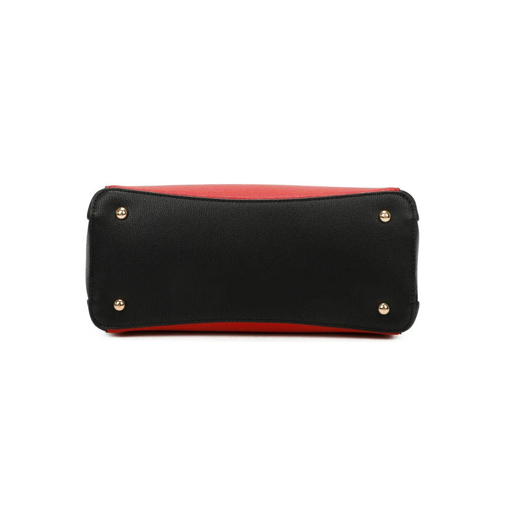 Dessous de La Ismérie rouge/noir : base plate et structurée qui garde le sac bien droit – réf. DQ-8634-1