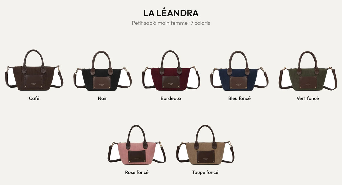 Le petit sac à main La Léandra effet velours côtelé dans ses 7 coloris – Gallantry Paris – réf. Z-05-8