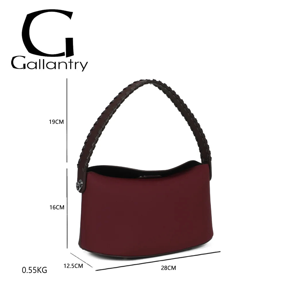 Dimensions de La Lison bordeaux/coffee : 28 × 12,5 × 16 cm, hauteur d’anse 19 cm, poids 0,55 kg – réf. LS-76010