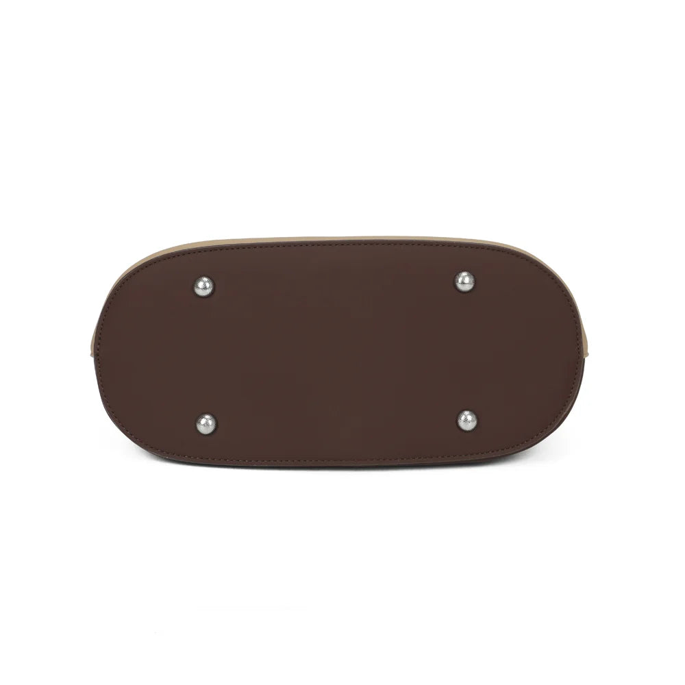Dessous de La Lison taupe/coffee : base arrondie soulignée d’un élégant liseré de couleur contrastée – réf. LS-76010
