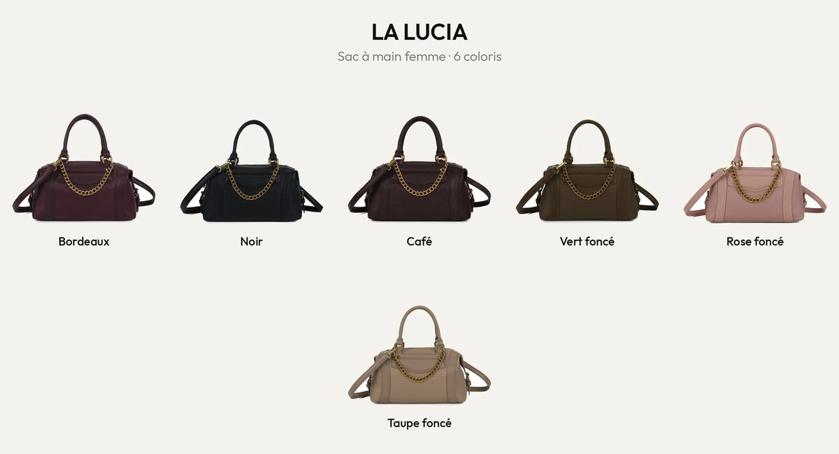Sac à main La Lucia en simili cuir grainé, chaîne dorée, en 6 coloris – Gallantry Paris – réf. R-2060