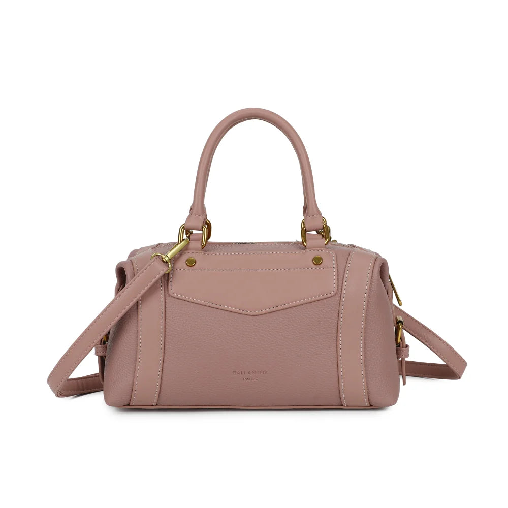 Dos du sac La Lucia rose foncé, lignes épurées et surpiqûres apparentes sur le simili cuir grainé – réf. R-2060