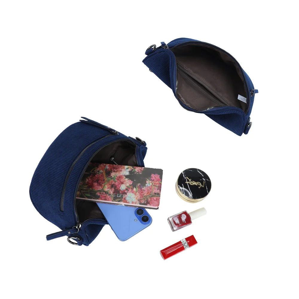 Intérieur de La Maddy bleu foncé : doublure synthétique et poche zippée intérieure pour les essentiels – réf. Z-83051-10