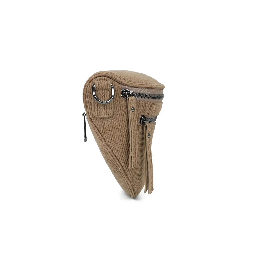 Profil de La Maddy taupe foncé : format compact de 10 cm de profondeur et anneau en D métallique – réf. Z-83051-10