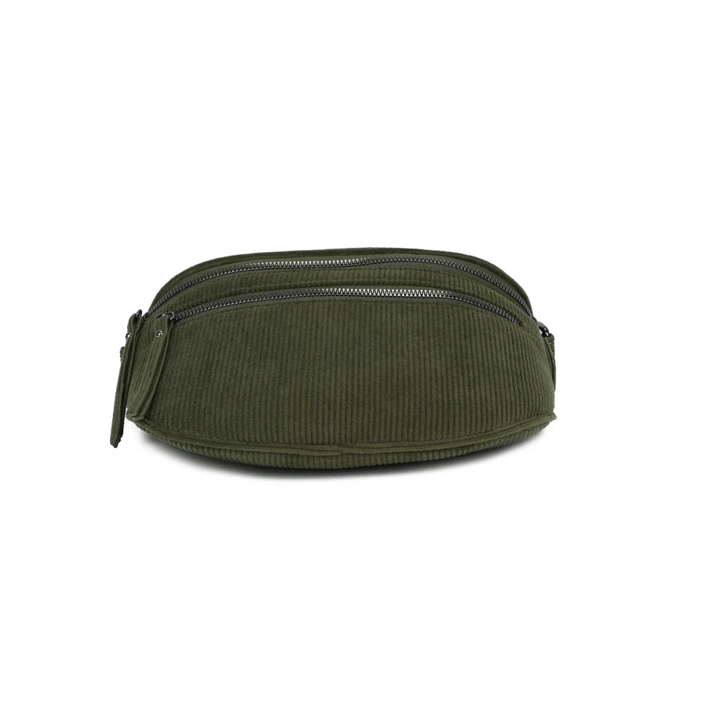 Dessous de La Maddy vert foncé : base arrondie en velours côtelé, sans pieds – réf. Z-83051-10