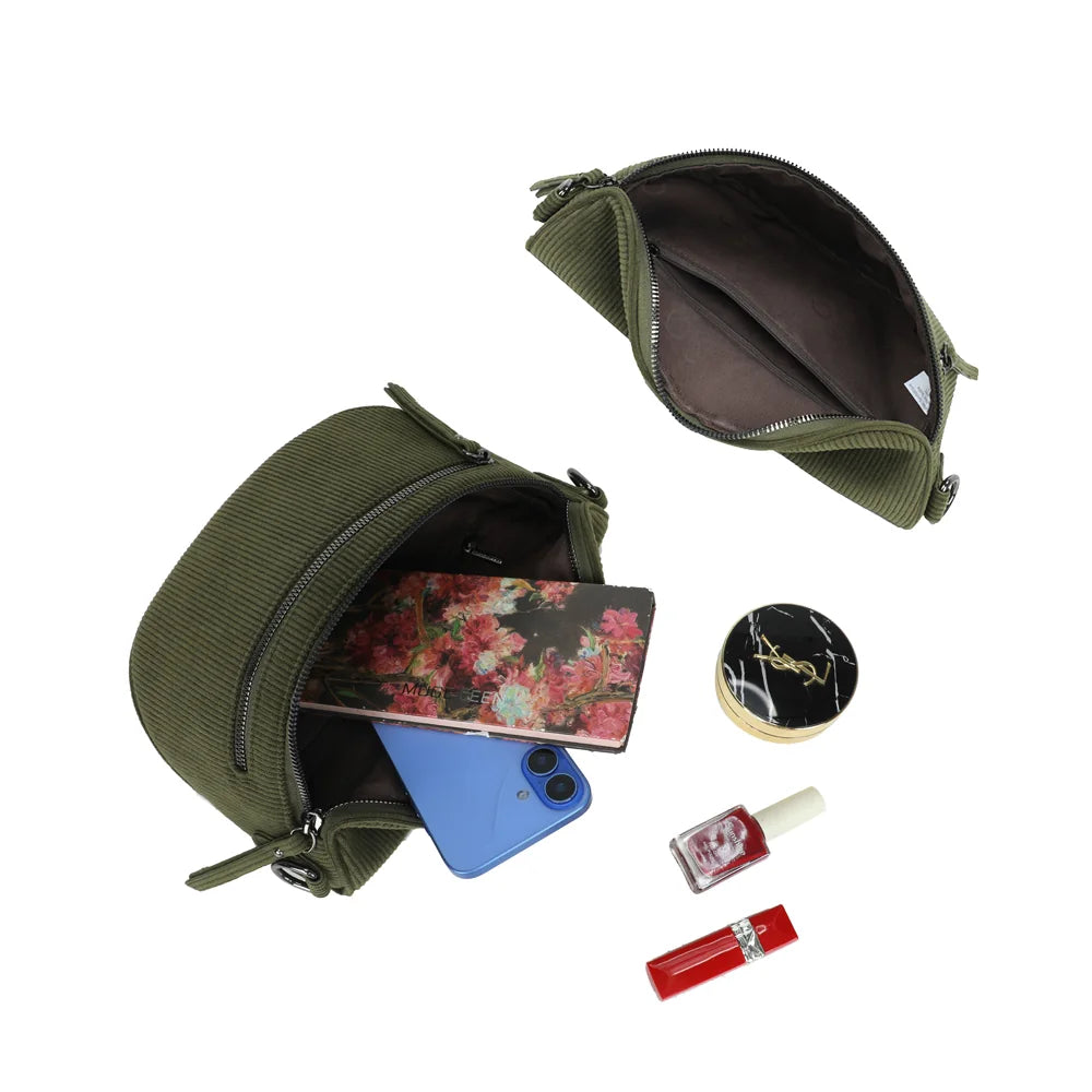 Intérieur de La Maddy vert foncé : doublure synthétique et poche zippée intérieure pour les essentiels – réf. Z-83051-10
