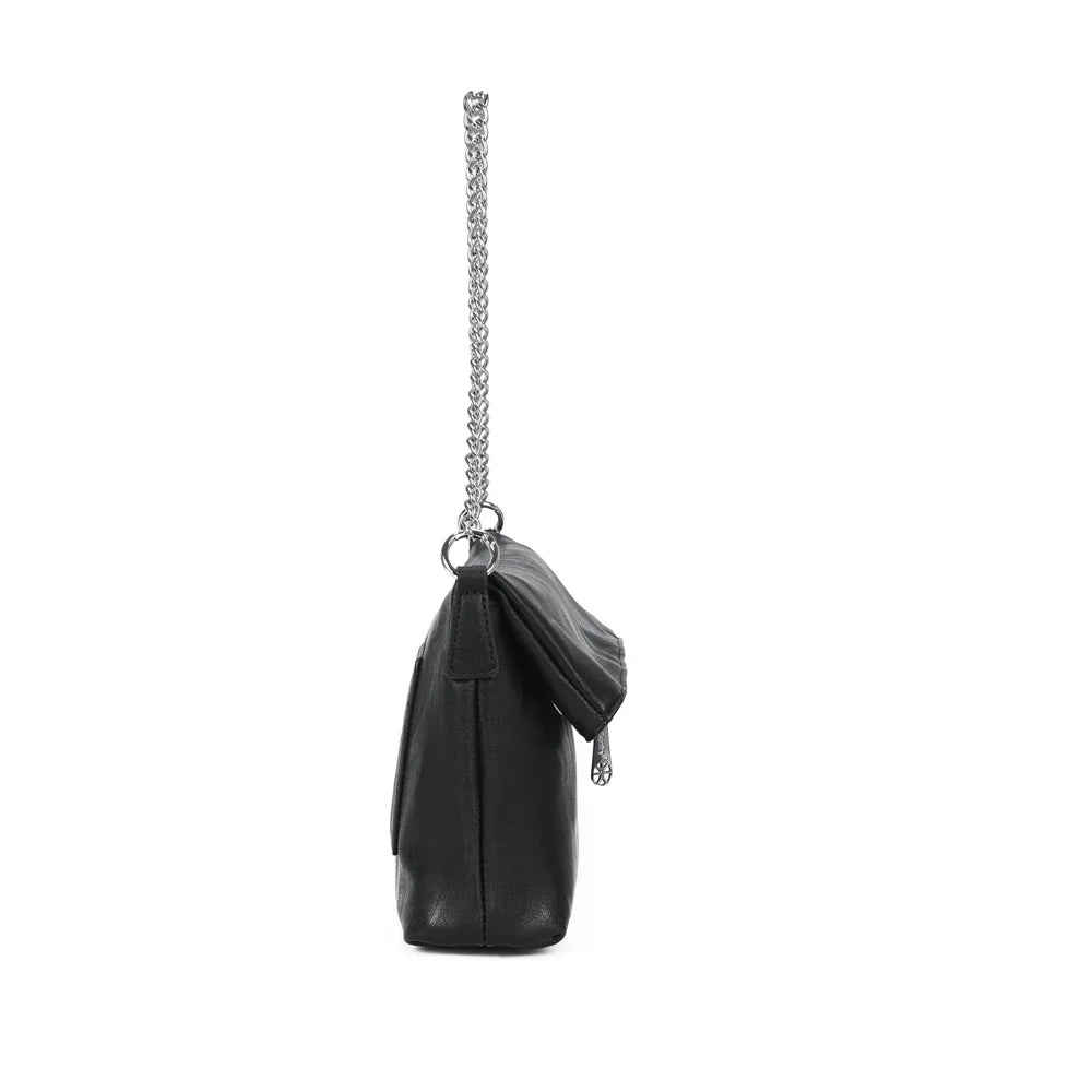 Profil de La Marilou noir : format compact de 8 cm de profondeur, anneaux argentés – réf. Z-83096