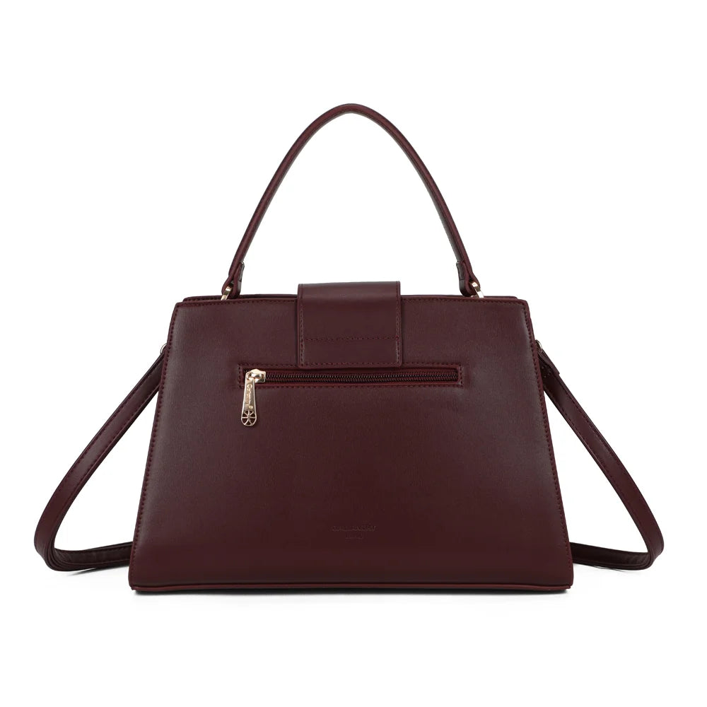 Dos de La Maristella bordeaux avec sa poche zippée pour garder les petits objets à portée de main – réf. LS-76005