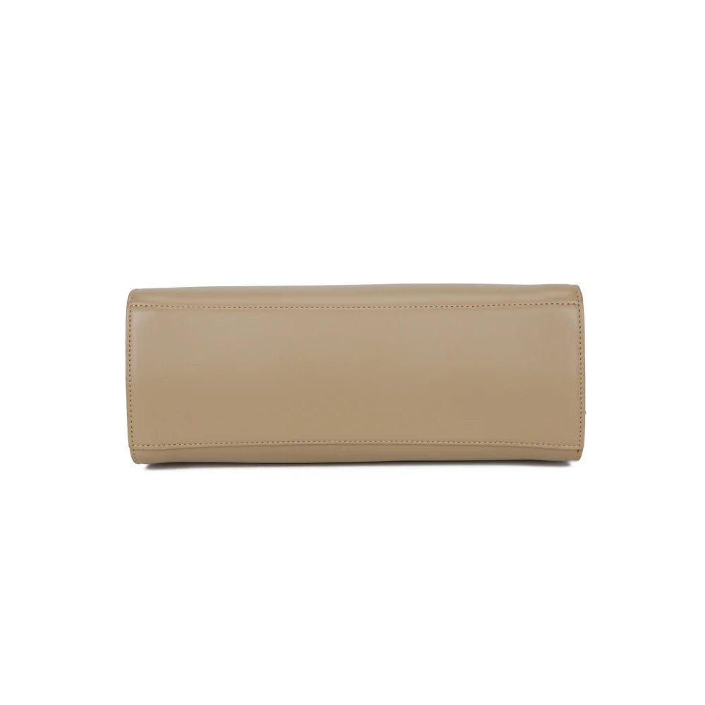 Dessous de La Maristella taupe foncé : une base plate qui permet au sac de tenir bien droit – réf. LS-76005