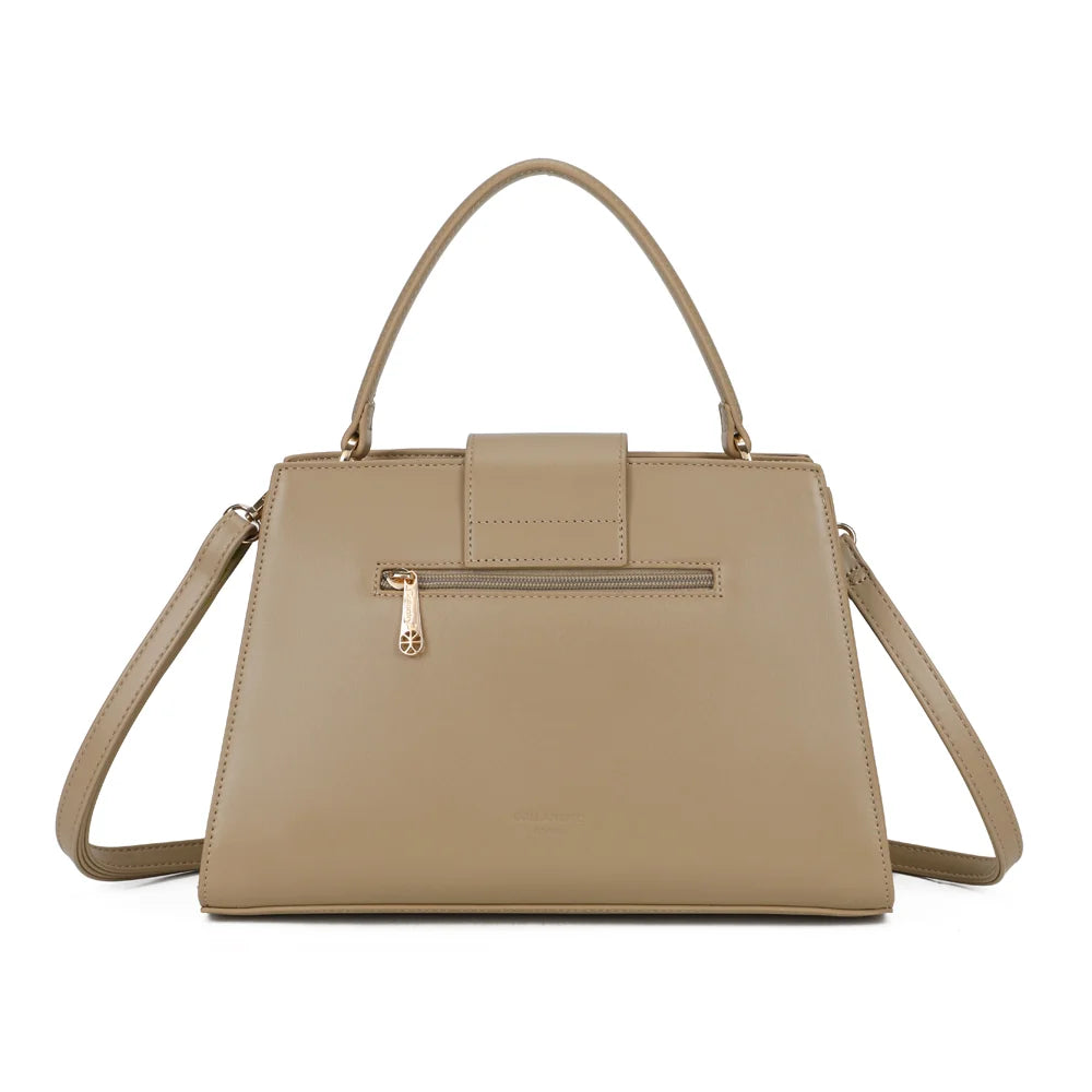 Dos de La Maristella taupe foncé avec sa poche zippée pour garder les petits objets à portée de main – réf. LS-76005