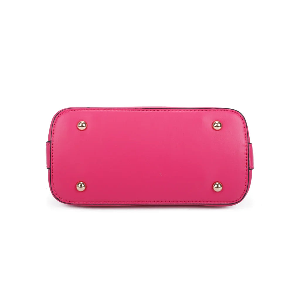 Dessous de La Marlowe fuschia : base structurée à bande lisse posée sur de petits pieds métalliques – réf. DQ-8596