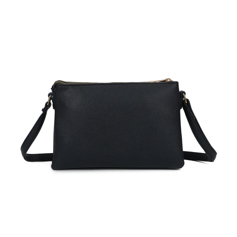 Dos de La Méline bleu foncé en simili cuir grainé, avec sa bandoulière réglable à boucle dorée – réf. A-9175