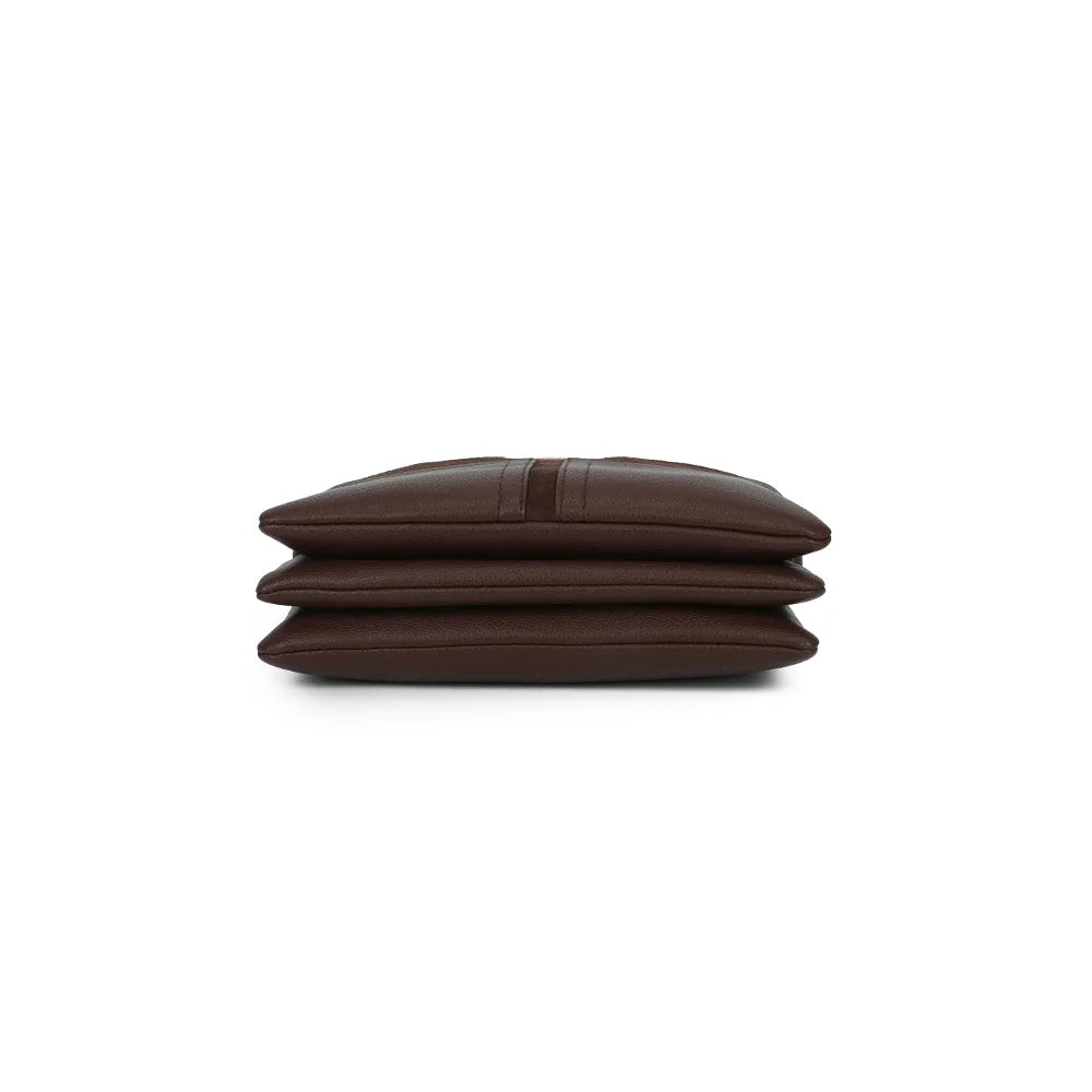 Dessous de La Méline café, en simili cuir grainé, pour une silhouette fine de 25,5 × 4 cm – réf. A-9175