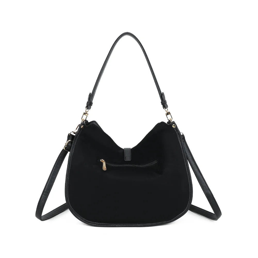 Dos de La Méorine noir avec sa poche zippée pour garder les petits objets à portée de main – réf. JC-53001
