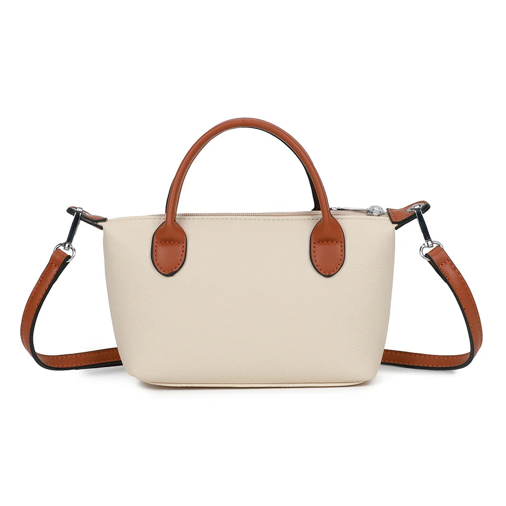 Dos de La Minette beige : surface grainée unie et mousquetons argentés de la bandoulière amovible – réf. A-9112