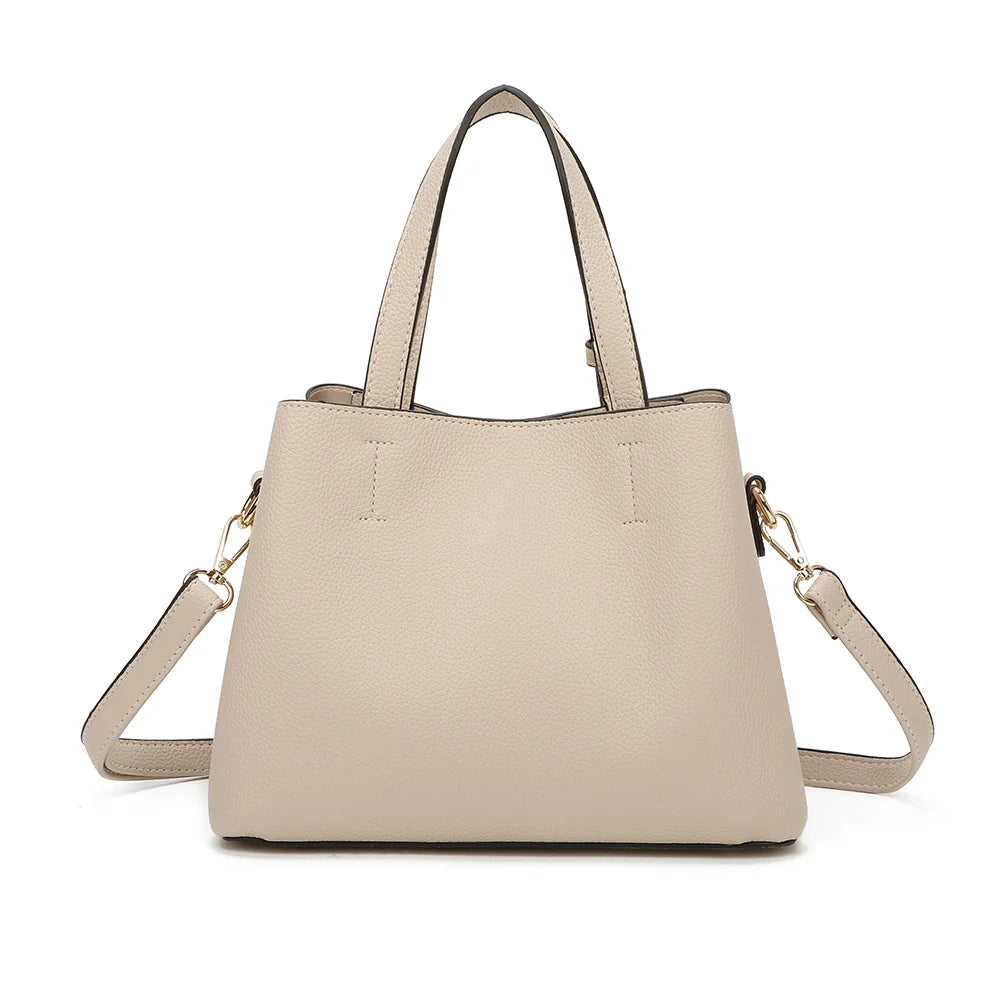 Dos de La Moderne beige : simili cuir grainé épuré et deux anses courtes assorties – réf. R-1710