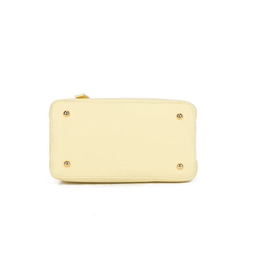 Dessous de La Moderne jaune avec pieds en métal qui protègent le sac une fois posé – réf. R-1710