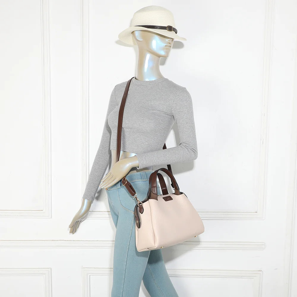 Sac à main femme La Montaigne beige/coffee porté à la main, allure chic au quotidien – réf. M-9458-1