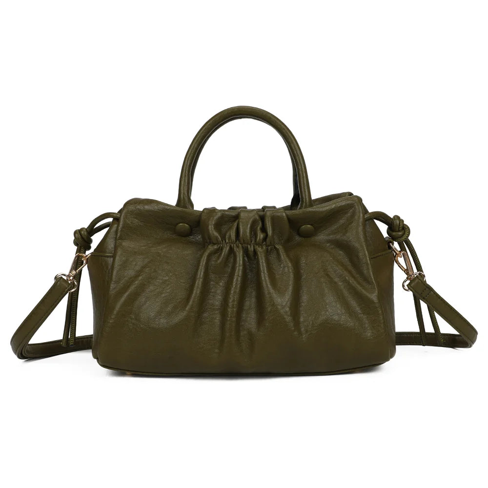 Dos du sac La Mylane vert foncé, simili cuir souple à l’aspect légèrement patiné – réf. DQ-8739-1