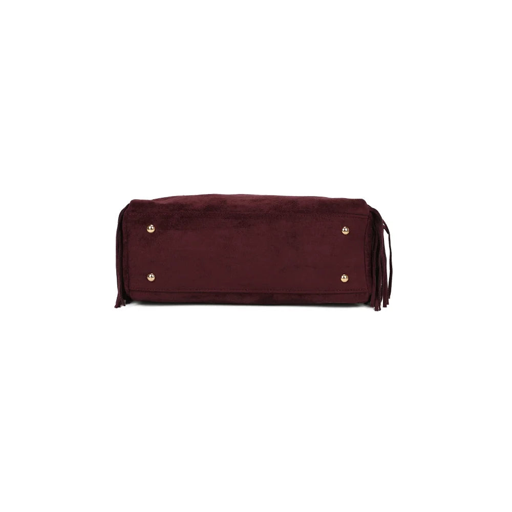 Dessous de La Nacara bordeaux avec ses pieds métalliques qui protègent la base une fois posé – réf. KJ-62102