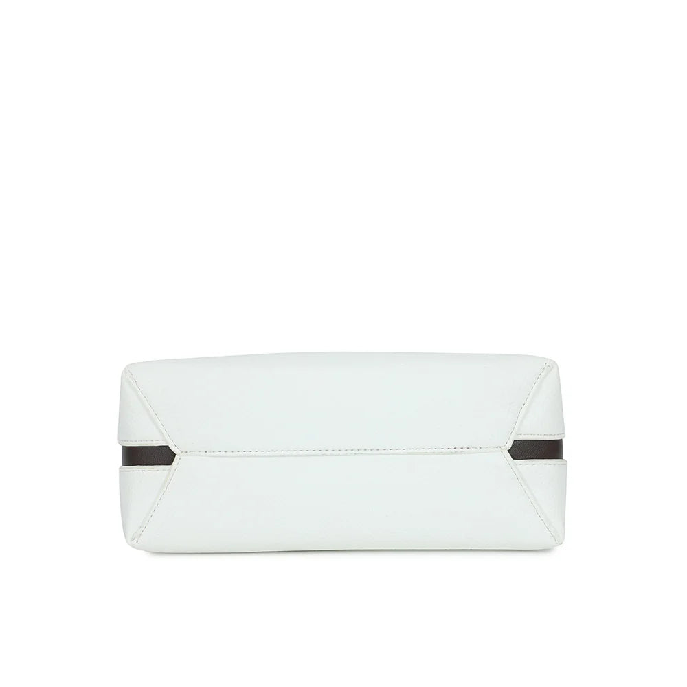 Fond du sac La Novelle blanc en simili cuir grainé, forme nette et structurée – réf. R-2066