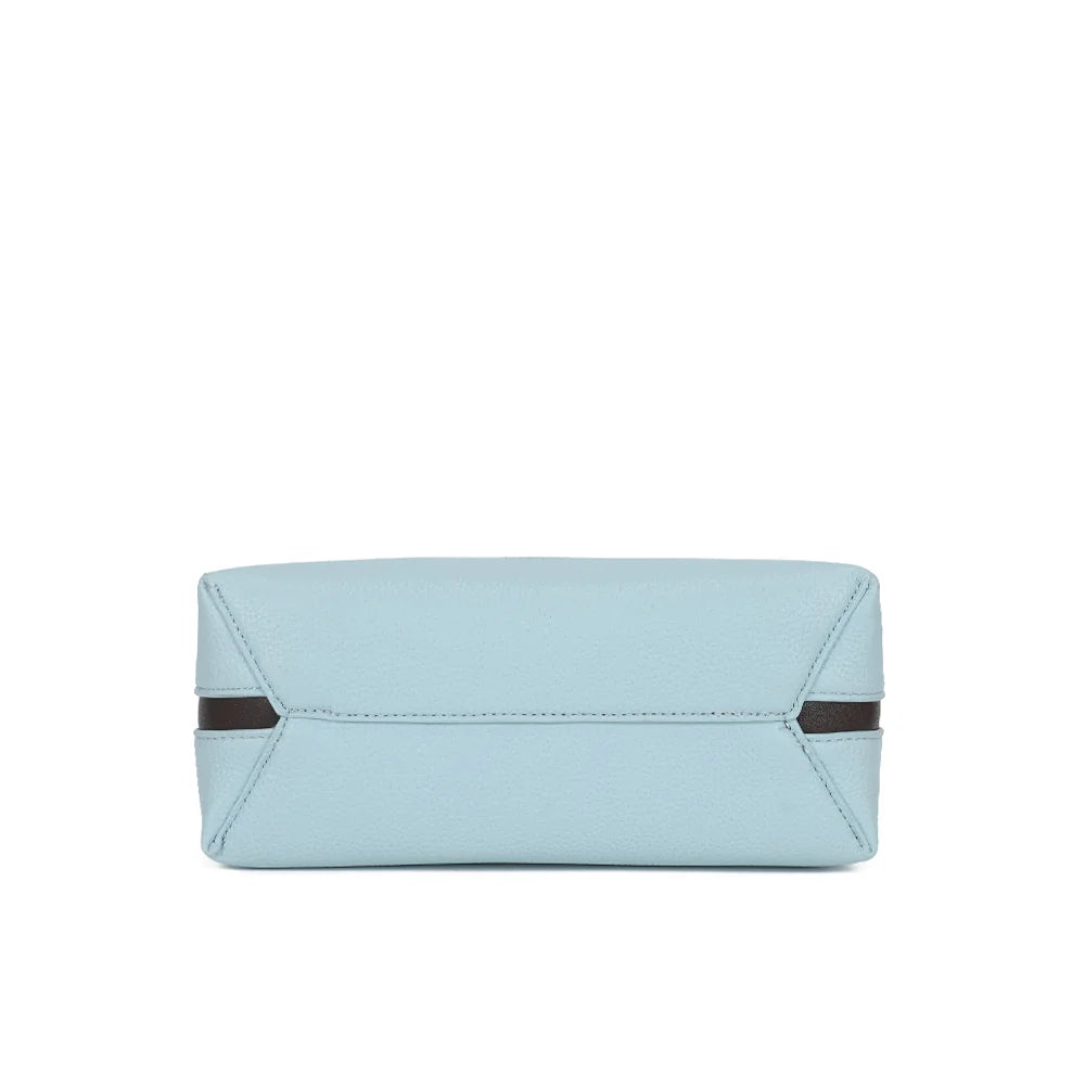 Fond du sac La Novelle bleu clair en simili cuir grainé, forme nette et structurée – réf. R-2066
