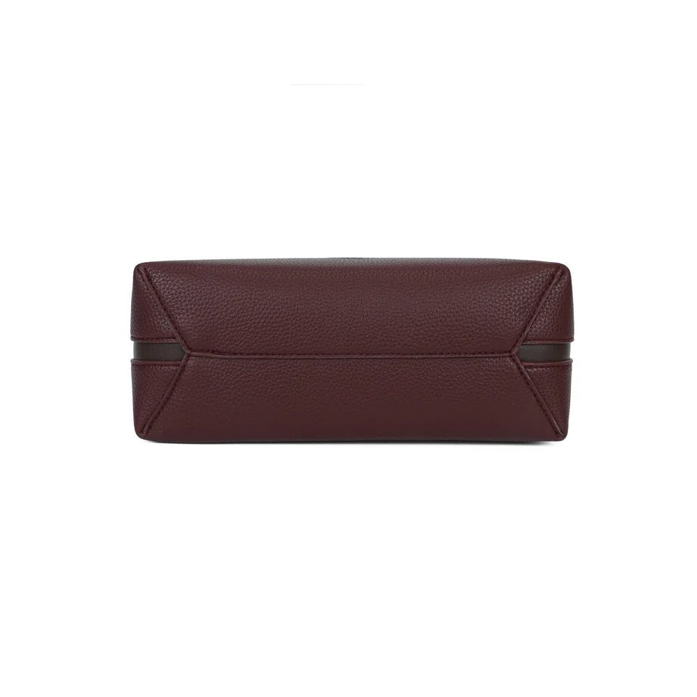 Fond du sac La Novelle bordeaux en simili cuir grainé, forme nette et structurée – réf. R-2066