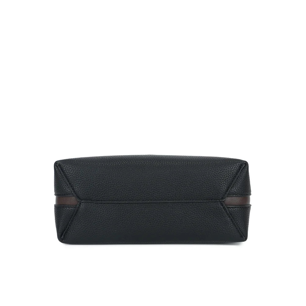 Fond du sac La Novelle noir en simili cuir grainé, forme nette et structurée – réf. R-2066