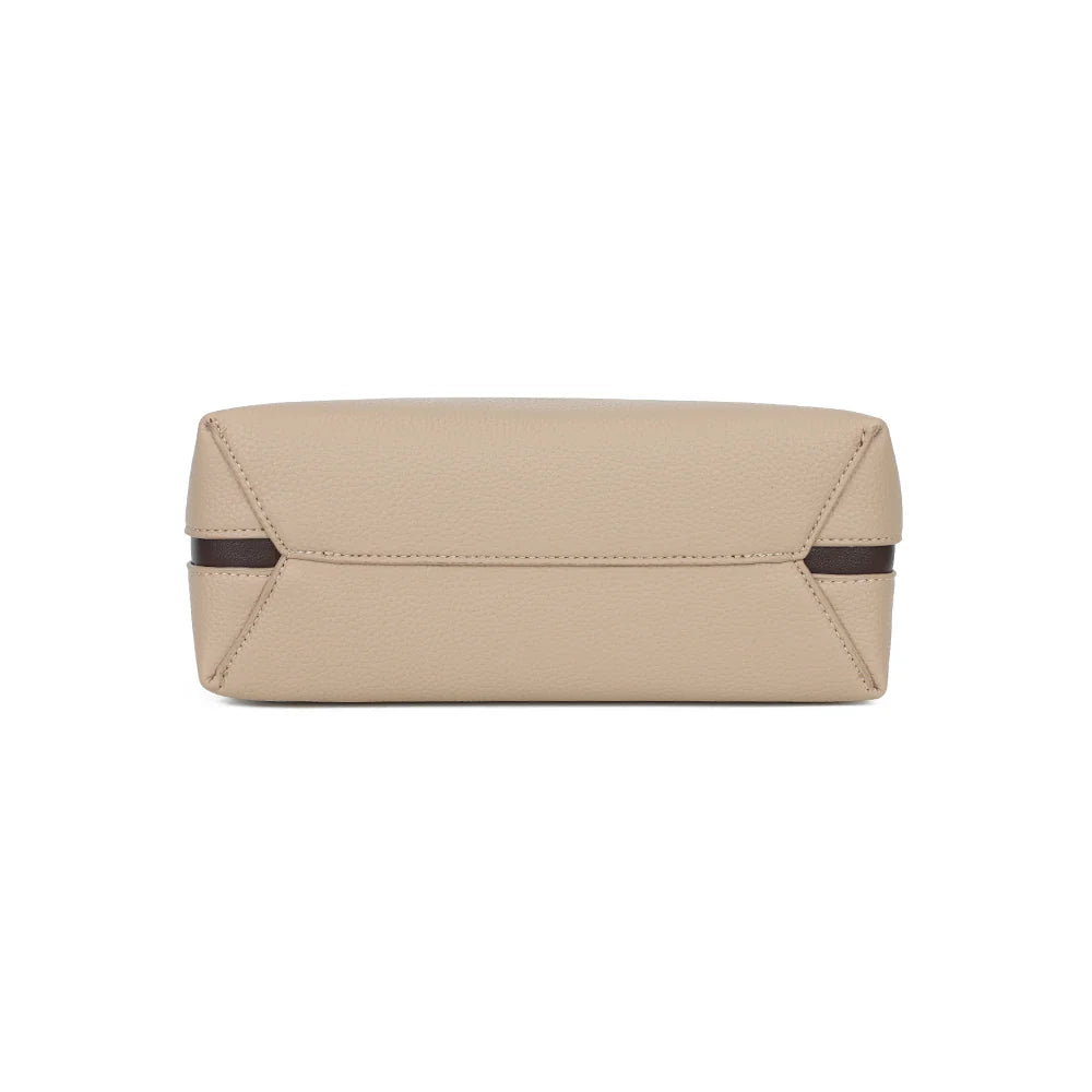 Fond du sac La Novelle taupe/coffee en simili cuir grainé, forme nette et structurée – réf. R-2066