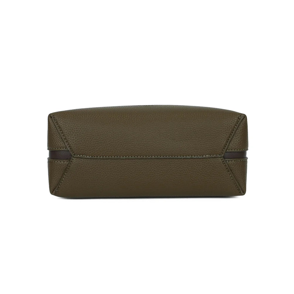 Fond du sac La Novelle vert foncé en simili cuir grainé, forme nette et structurée – réf. R-2066