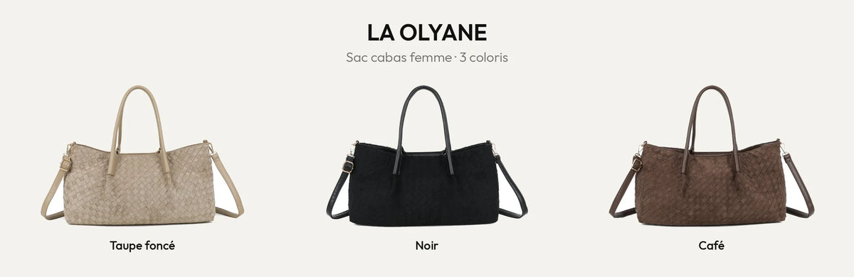 Sac cabas femme La Olyane à effet tressé en coloris D.TAUPE, Noir et Coffee – Gallantry Paris – réf. A-9140-2