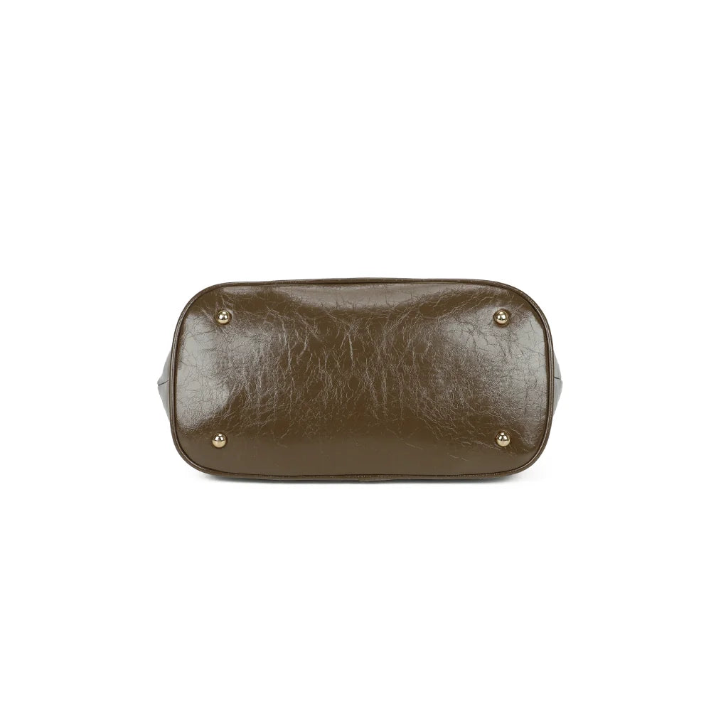 Dessous de La Parure vert foncé : base plate protégée par de petits pieds métalliques dorés – réf. R-2065