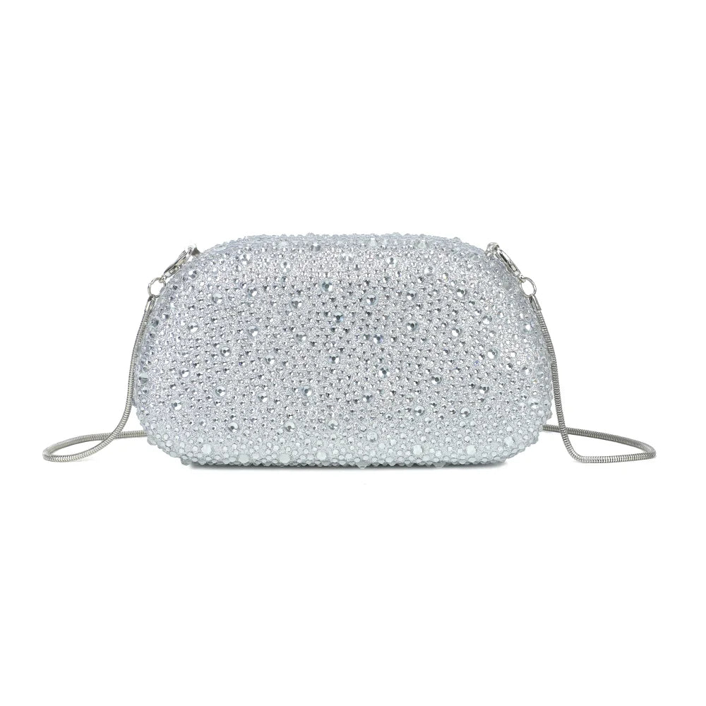 Dos de la pochette La Pépite argent, lui aussi couvert de strass et de cristaux scintillants – réf. HR-92009-3