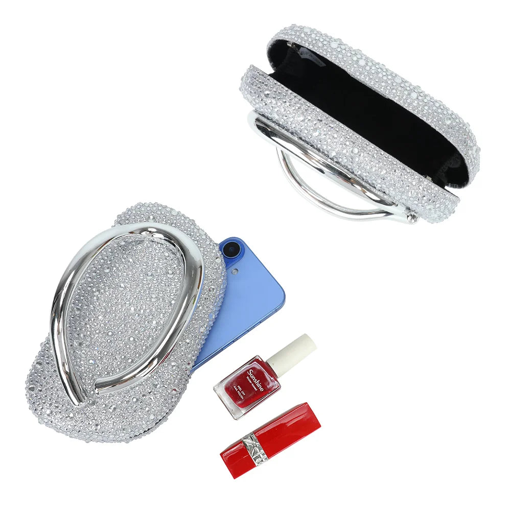 La Pépite argent ouverte : compartiment intérieur pour cartes, clés et accessoires de beauté – réf. HR-92009-3