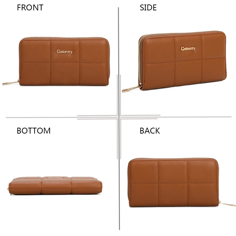 La Petite Muse marron sous quatre angles : face matelassée, profil fin, dessous et dos zippés – réf. L-91164-15