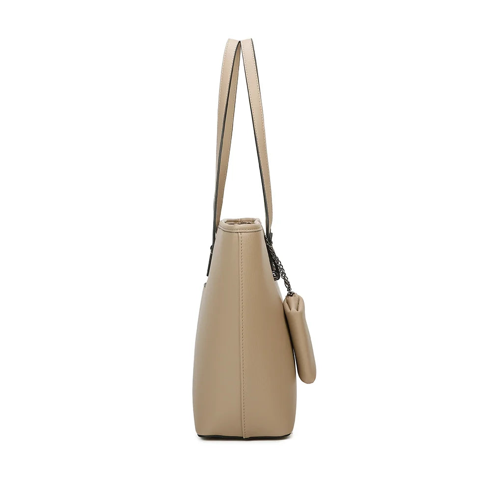 La Raffiné taupe de profil : soufflet de 13 cm pour un intérieur généreux – réf. M-9401