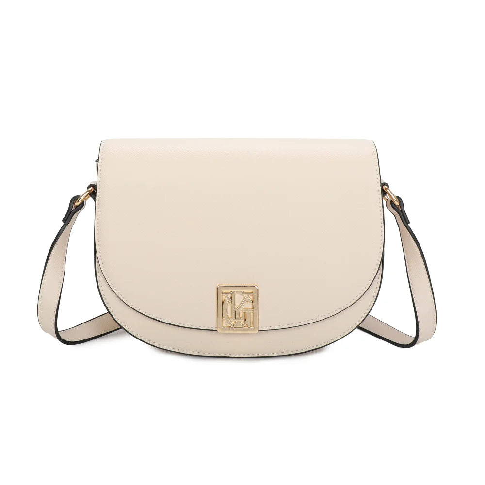 Sac bandoulière femme La Raffinée or, rabat demi-lune et logo G en métal doré – Gallantry Paris – réf. R-1961