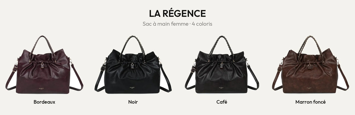 Sac à main La Régence en 4 coloris : Bordeaux, Noir, Coffee et D.BROWN – Gallantry Paris – réf. JC-53011
