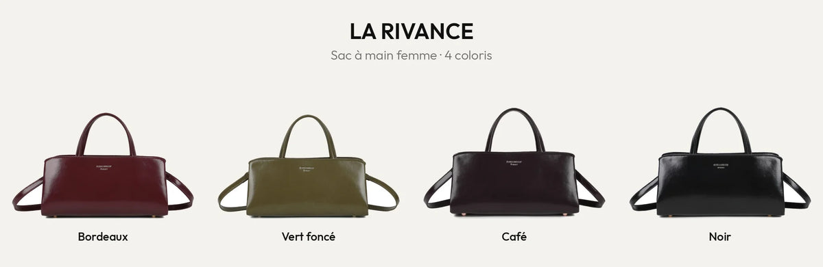 Sac à main femme La Rivance en 4 coloris : Bordeaux, Vert Foncé, Coffee et Noir – Gallantry Paris – réf. G-7516