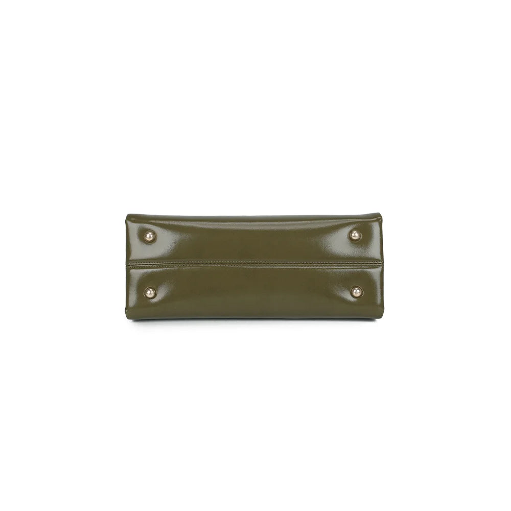 Dessous de La Rivance vert foncé, avec ses petits pieds métalliques dorés qui protègent la base – réf. G-7516